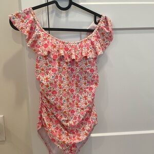 Pink Lily Floral Ruffle Swimsuit